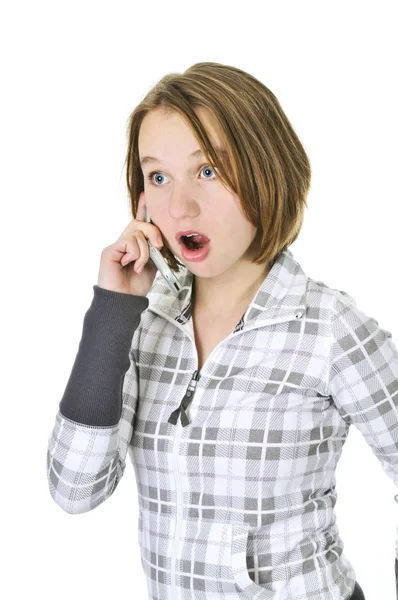 Dospívající dívka mluví na telefonu — Stock fotografie