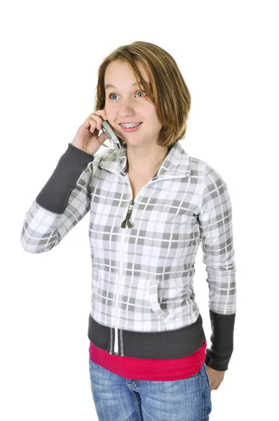 Девушка-подросток разговаривает по телефону — стоковое фото