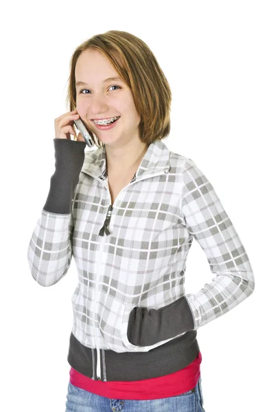 Tonårig flicka prata telefon — Stockfoto