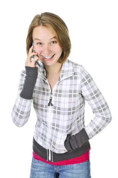 Teenage girl talking on phone — Stock Photo, Image