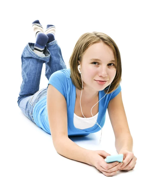 Teenage girl listening to music — Stock Photo, Image