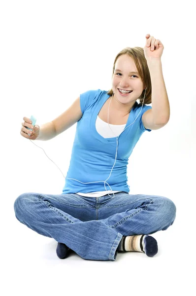 Adolescente Ouvindo Música Com Seu Mp3 Player — Fotografia de Stock