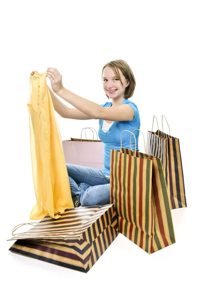 Adolescente com sacos de compras — Fotografia de Stock