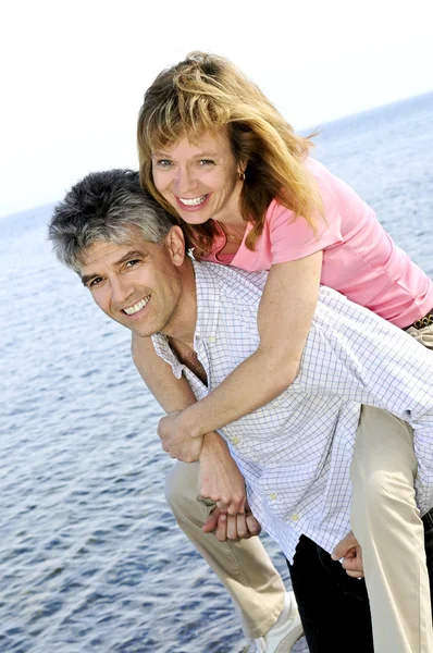 Mature Romantic Couple Baby Boomers Enjoying Outdoors — Stock Photo, Image