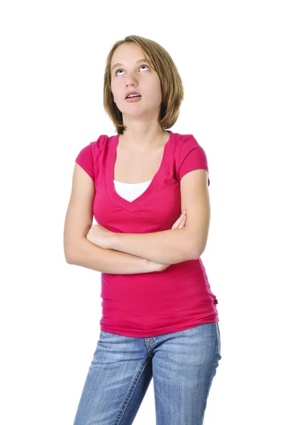 Teenage Girl Showing Attitude Isolated White Background Stock Photo