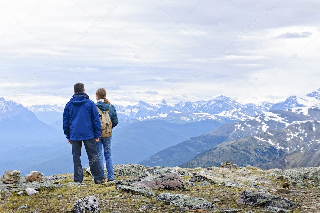 Hikers in mountains