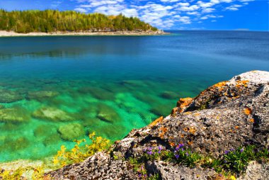 Beautiful view of a scenic lake with clear water. Georgian Bay, Canada. clipart