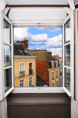 View from the open window in Rennes, France. clipart