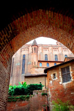 View on Cathedral of Ste-Cecile in town of Albi in south France clipart