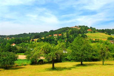 Scenic view on rural landscape in Perigord, France. clipart