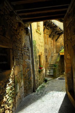 Detail of medieval architecture in historical town of Sarlat, France. clipart