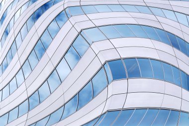 Abstract background of distorted office building walls clipart