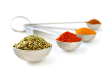 Spices in measuring spoons clipart