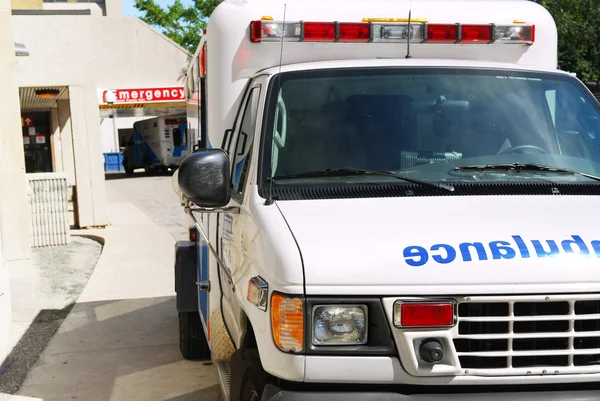 Abmulance Vehicle Front Emergency Entrance Hospital — Stock Photo, Image