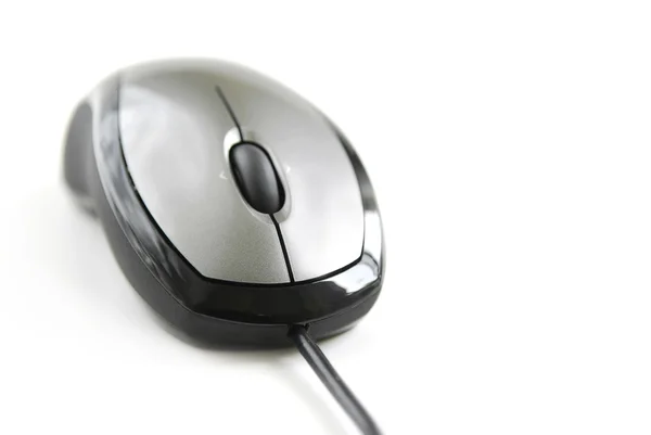 Mouse Computador Prata Isolado Fundo Branco — Fotografia de Stock