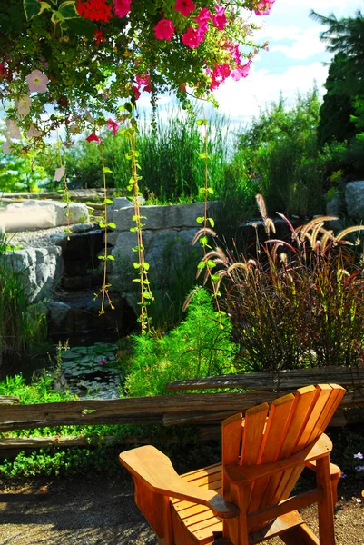 Patio and pond landscaping — Stok fotoğraf