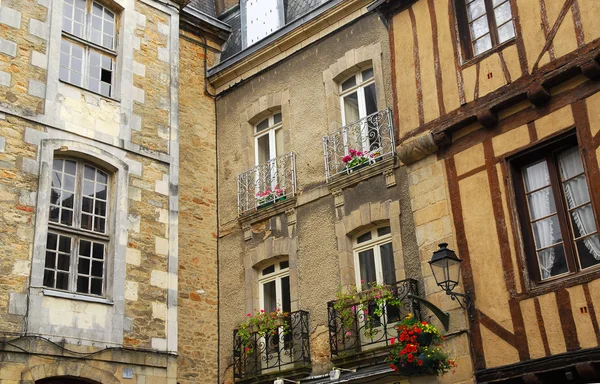 Nároží Středověkými Domy Vannes Francie — Stock fotografie