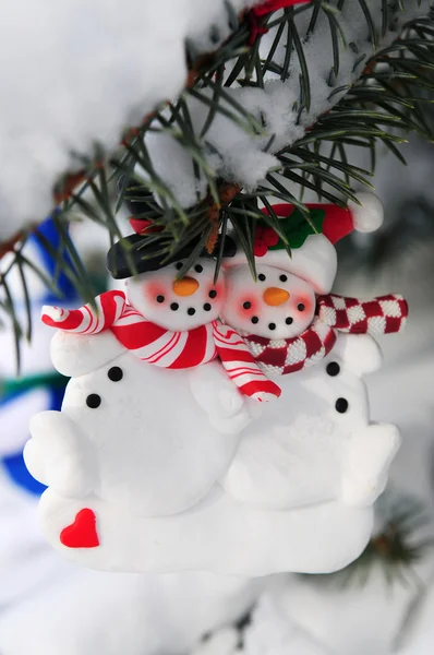 Pupazzi di neve ornamento di Natale — Foto Stock
