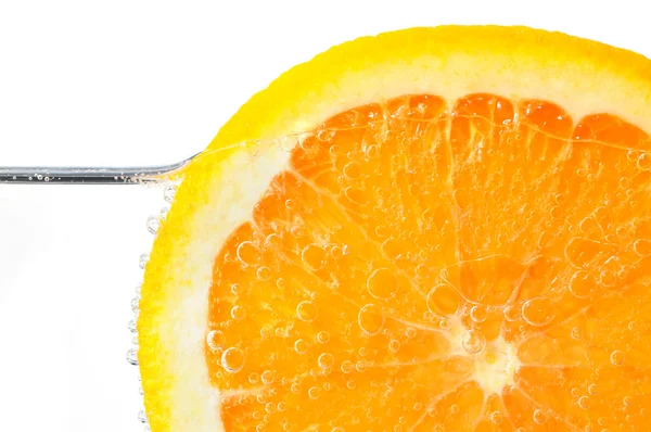 Orange Slice Water White Background — Stock Photo, Image