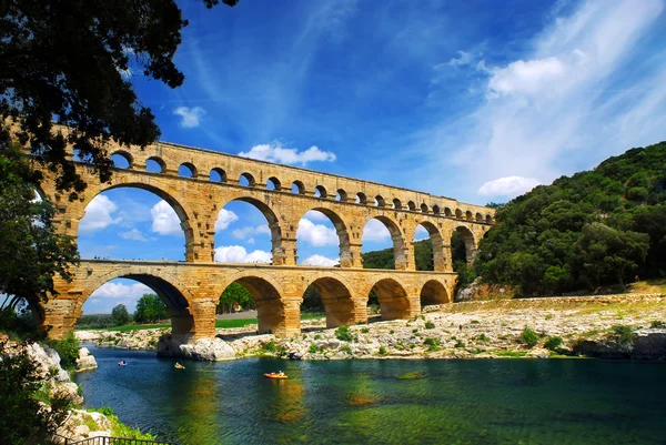Pont Gard Součástí Římského Akvaduktu Jihu Francie Poblíž Nimes — Stock fotografie