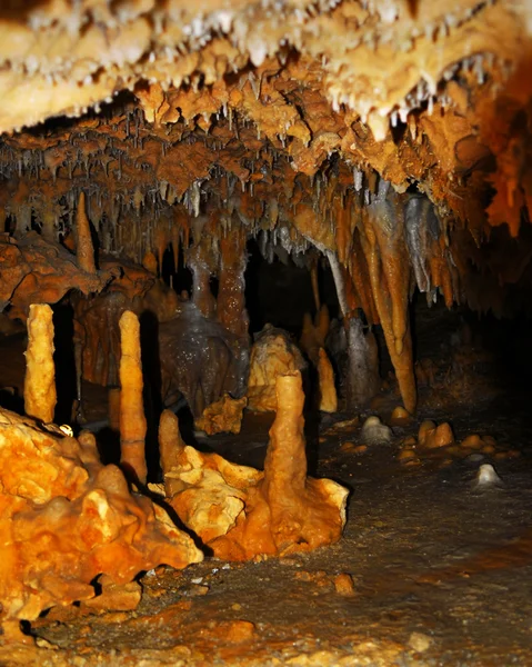 stock image Rock formations inside of a cave in Dordogne region, France.