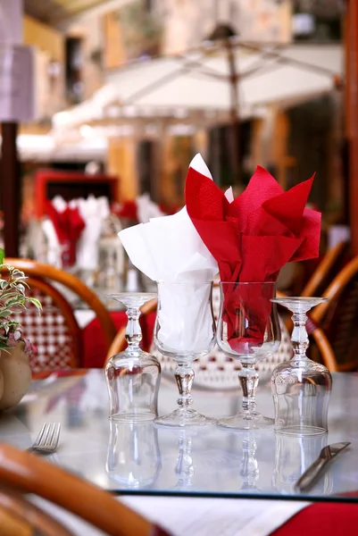 Открытый Ресторан Патио Улице Sarlat Дордоньская Область Франция — стоковое фото