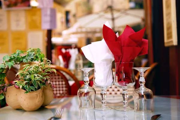 Buiten Restaurant Patio Straat Van Sarlat Dordogne Regio Frankrijk — Stockfoto