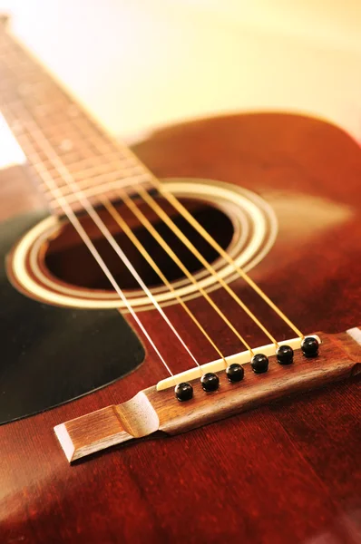 Musical Instrument Acoustic Guitar Close Perspective — Stock Photo, Image