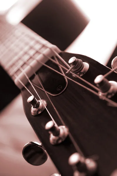 Cabeza Afinadores Una Guitarra Acústica Cerca —  Fotos de Stock