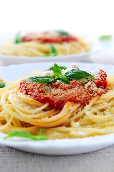 Makarna ve domates sosu — Stok fotoğraf