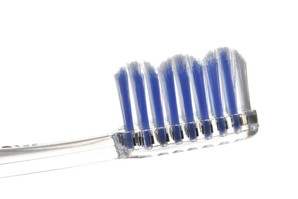 Clear Toothbrush Isolated White Background Closeup — Stock Photo, Image