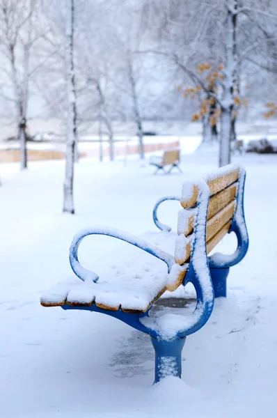 Winter ławka — Zdjęcie stockowe