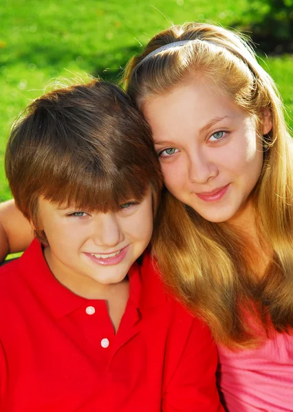 Portrait Two Children Brother Sister — Stock Photo, Image