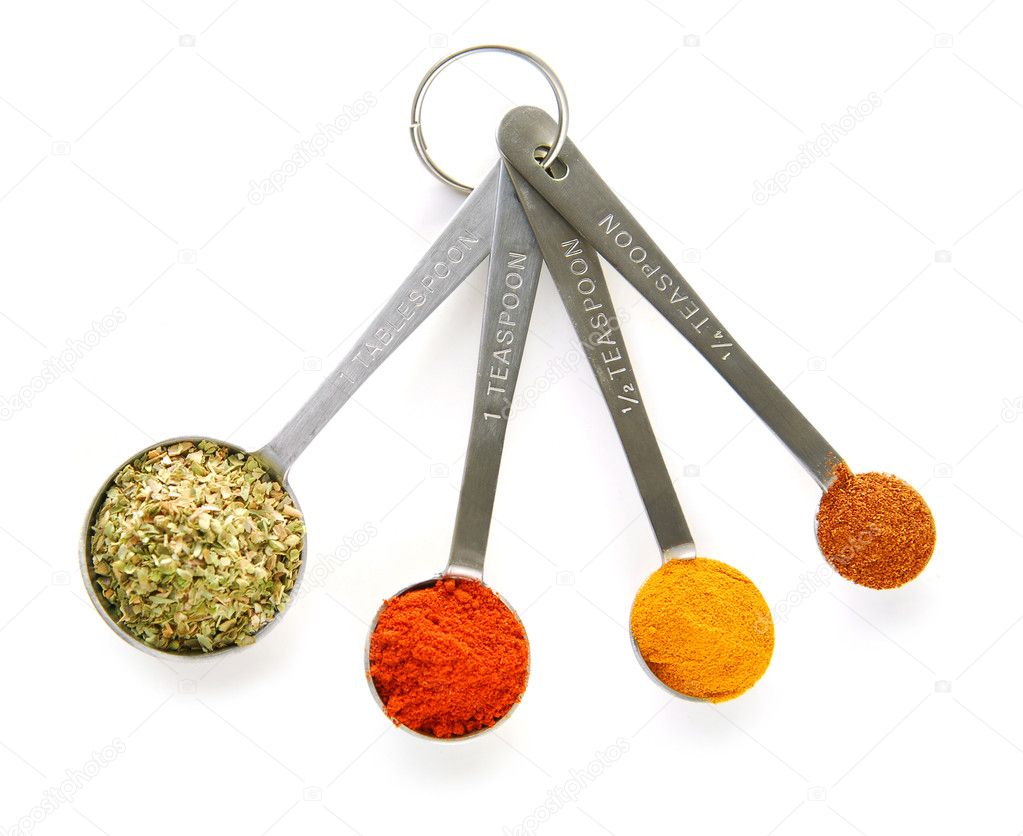 Spices in measuring spoons