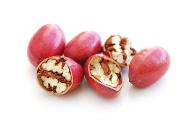 pecans kadar izole üzerinde beyaz arka plan kapatın