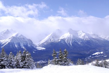 doğal kış dağ manzara içinde Kanada Rocky Dağları