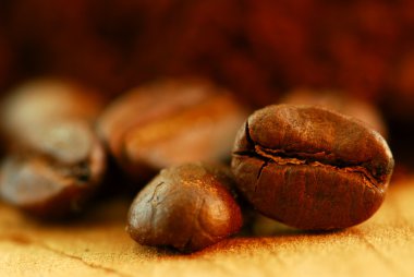 Extreme macro image of gourmet coffee beans clipart