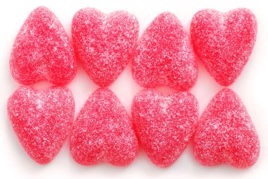 Sugar candy Valentine's hearts isolated on white background clipart