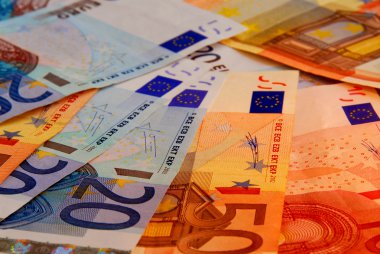 Background of european union currency paper bills clipart