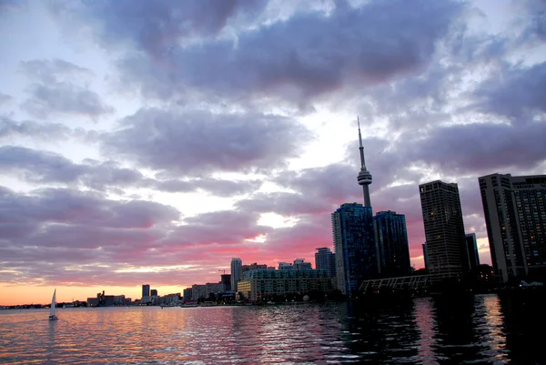 Toronto Skyline Van Stad Bij Zonsondergang — Stockfoto