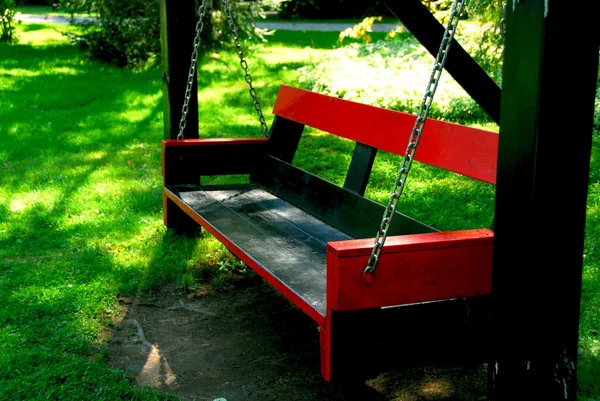 Bench Swings Forest Cottage — Stock Photo, Image