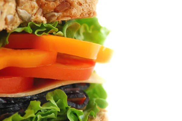 Большой Здоровый Сэндвич Белом Фоне Копировальным Пространством — стоковое фото