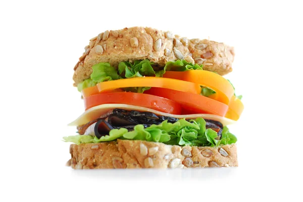 Великий Здоровий Бутерброд Ізольований Білому Тлі — стокове фото