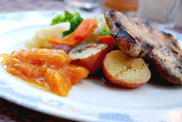 Pork chop dinner — Stock Photo, Image