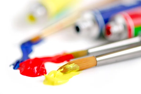 Primaire kleuren penseel — Stockfoto