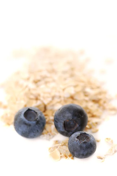 Blueberries Oats Macro White Background — Stock Photo, Image