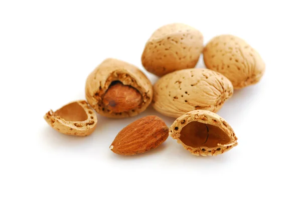 Almonds Close Isolated White Background — Stock Photo, Image