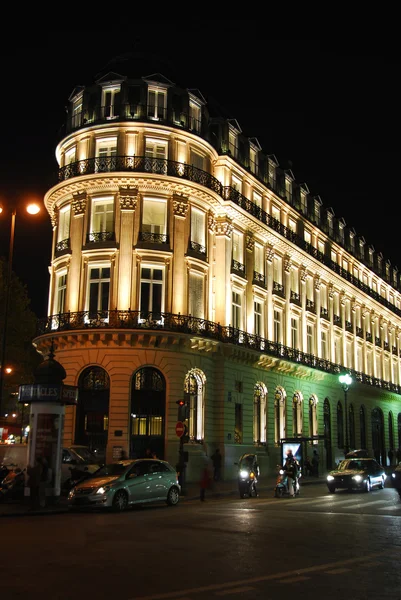 Osvětlené Budovy Paříži Francie Noci — Stock fotografie