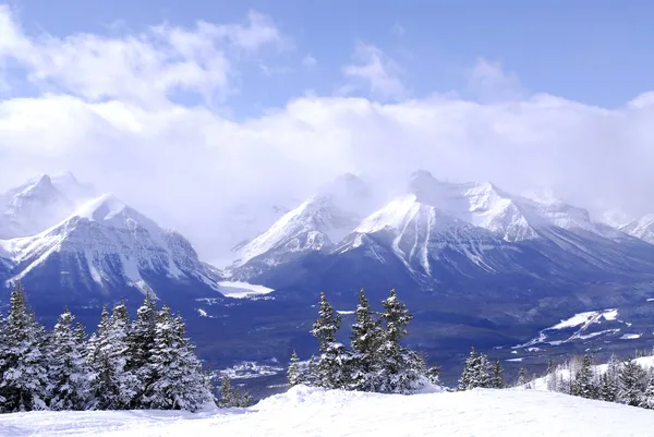 Paisaje Escénico Montaña Invierno Rockies Canadienses — Foto de Stock