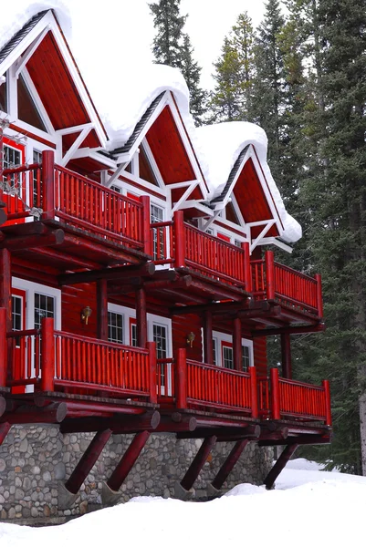 Log Byggnaden Mountain Lodge Vinter Ski Resort — Stockfoto